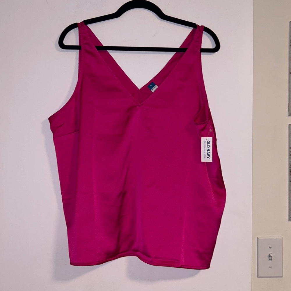 NWT Old Navy V-Neck Sleeveless Satin Pink Top for Women, XL​
